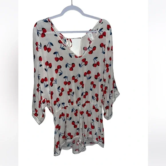 Kate Spade New York Women's Medium Cherry Toss Romper Coverup - Picture 4 of 6